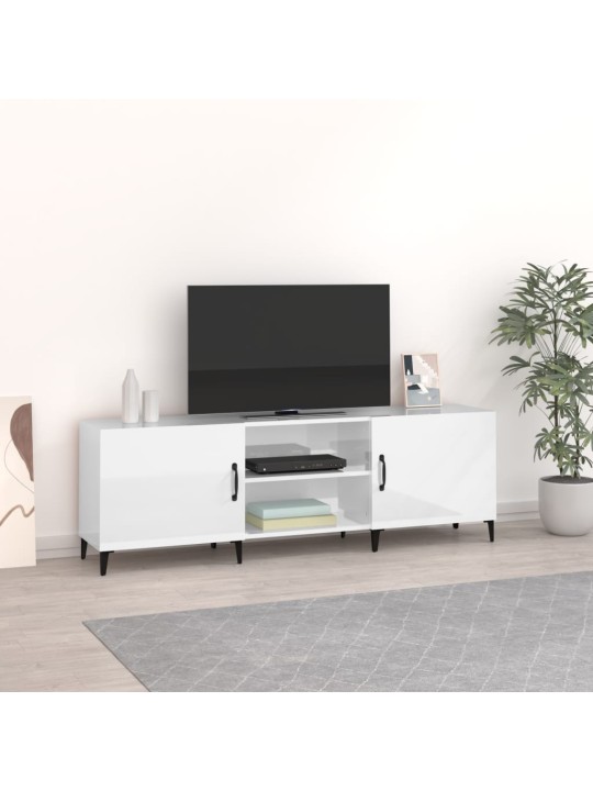 TV skříňka bílá s vysokým leskem 150x30x50 cm kompozitní dřevo
