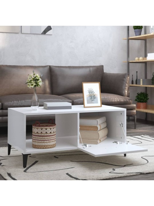 Konferenční stolek lesklý bílý 90 x 50 x 40 cm kompozitní dřevo