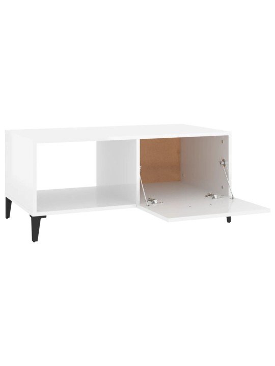 Konferenční stolek lesklý bílý 90 x 50 x 40 cm kompozitní dřevo