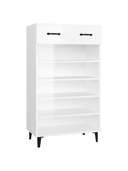 Botník bílý s vysokým leskem 60 x 35 x 105 cm kompozitní dřevo