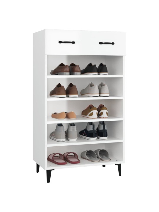 Botník bílý s vysokým leskem 60 x 35 x 105 cm kompozitní dřevo