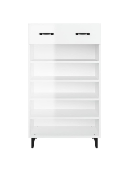 Botník bílý s vysokým leskem 60 x 35 x 105 cm kompozitní dřevo