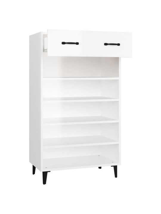 Botník bílý s vysokým leskem 60 x 35 x 105 cm kompozitní dřevo