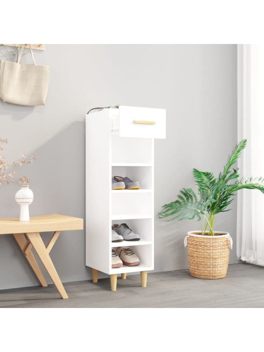 Botník bílý s vysokým leskem 30 x 35 x 105 cm kompozitní dřevo