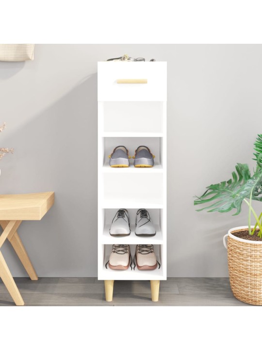Botník bílý s vysokým leskem 30 x 35 x 105 cm kompozitní dřevo