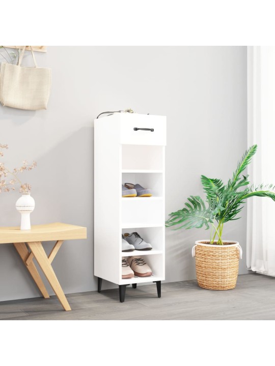 Botník bílý s vysokým leskem 30 x 35 x 105 cm kompozitní dřevo