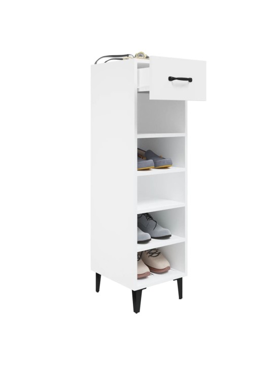 Botník bílý s vysokým leskem 30 x 35 x 105 cm kompozitní dřevo