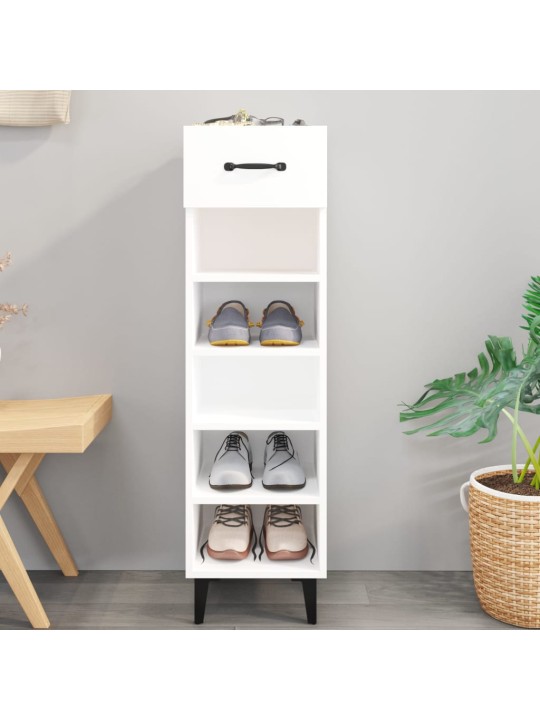 Botník bílý s vysokým leskem 30 x 35 x 105 cm kompozitní dřevo