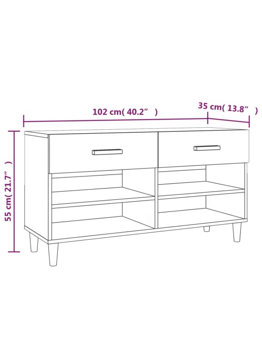 Botník betonově šedý 102 x 35 x 55 cm kompozitní dřevo