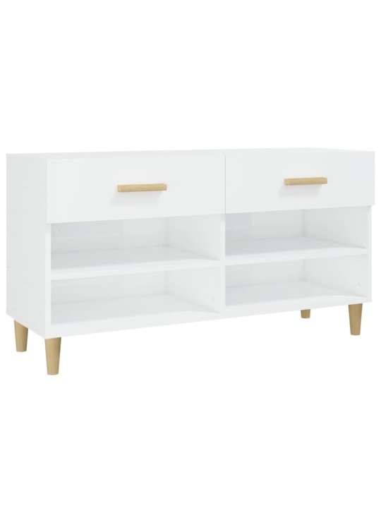 Botník bílý s vysokým leskem 102x35x55 cm kompozitní dřevo