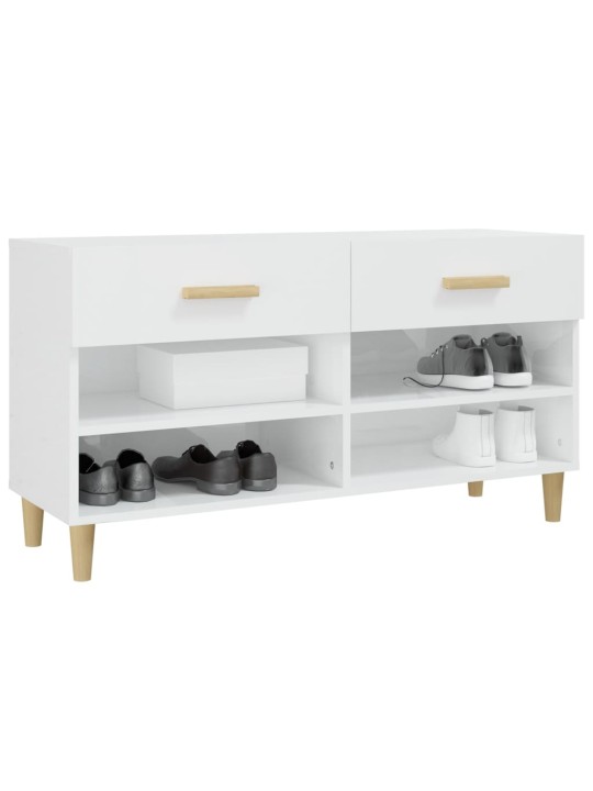 Botník bílý s vysokým leskem 102x35x55 cm kompozitní dřevo