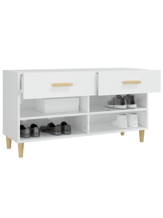 Botník bílý s vysokým leskem 102x35x55 cm kompozitní dřevo