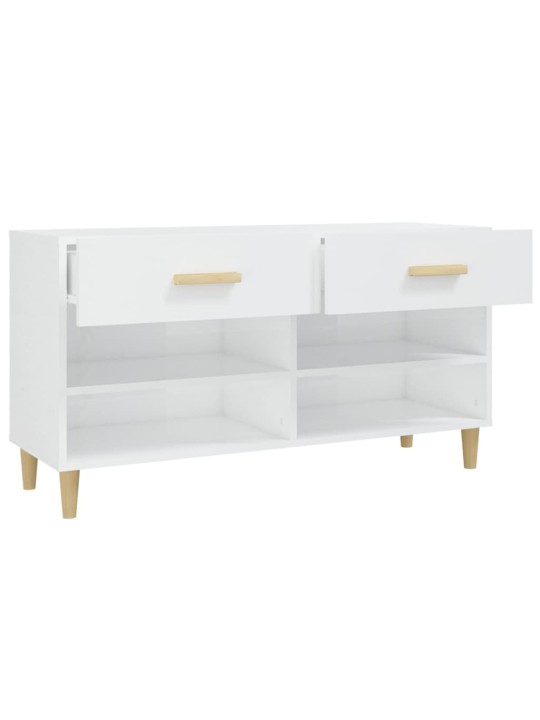 Botník bílý s vysokým leskem 102x35x55 cm kompozitní dřevo