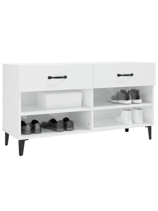 Botník bílý s vysokým leskem 102x35x55 cm kompozitní dřevo