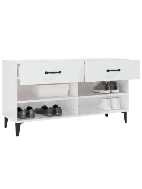 Botník bílý s vysokým leskem 102x35x55 cm kompozitní dřevo