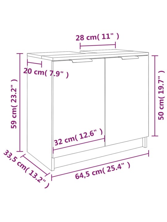 Koupelnová skříňka kouřový dub 64,5x33,5x59 cm kompozitní dřevo