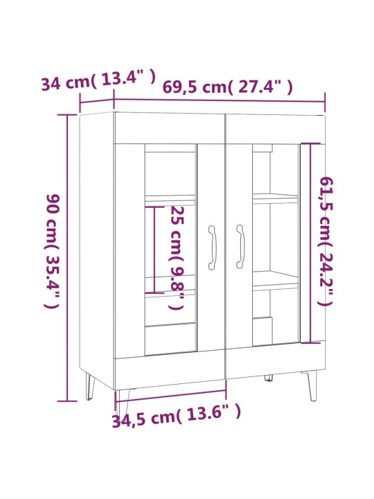 Příborník kouřový dub 69,5 x 34 x 90 cm kompozitní dřevo