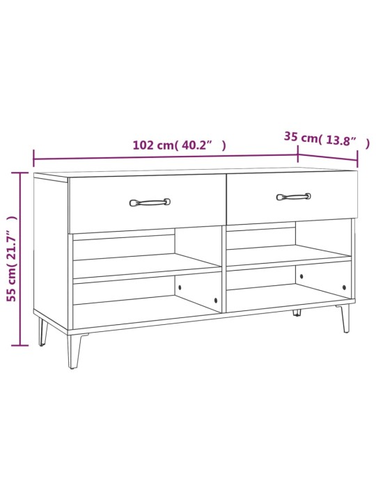 Botník kouřový dub 102 x 35 x 55 cm kompozitní dřevo