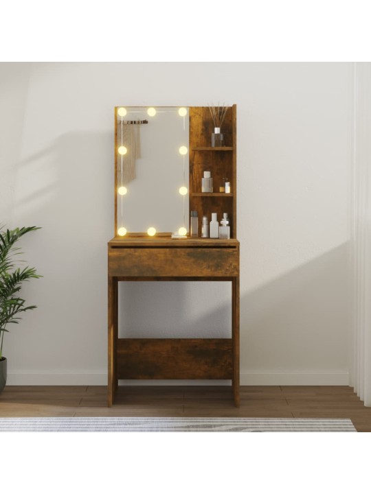 Toaletní stolek s LED kouřový dub 60 x 40 x 140 cm