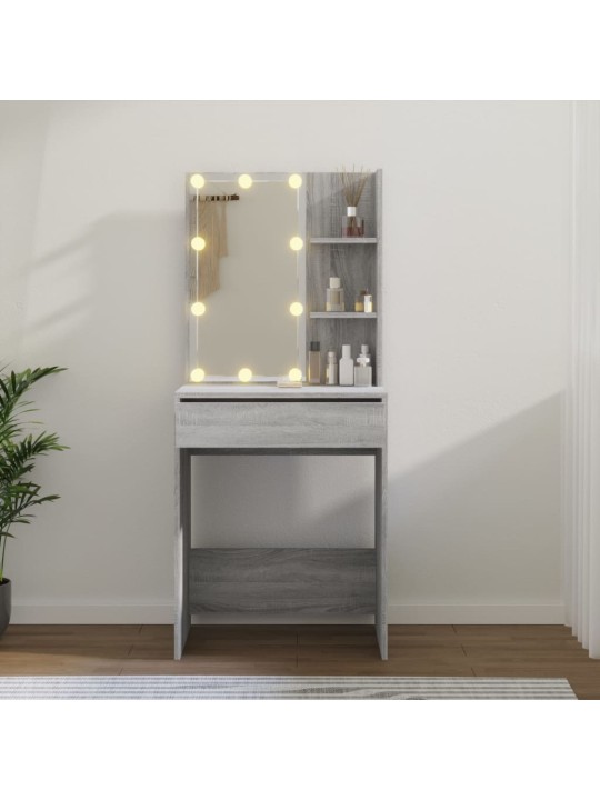 Toaletní stolek s LED šedý sonoma 60 x 40 x 140 cm