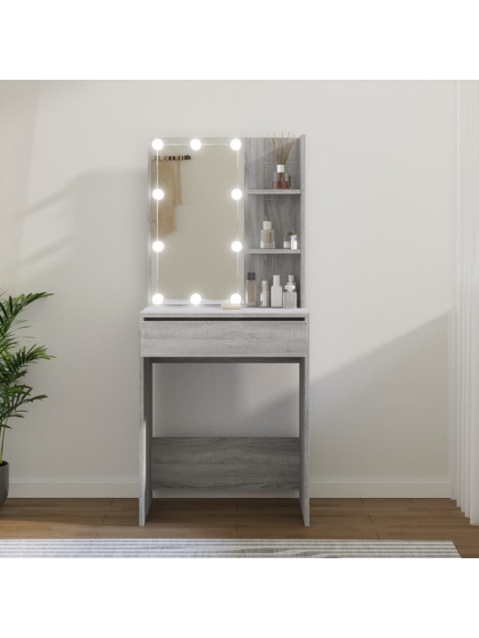Toaletní stolek s LED šedý sonoma 60 x 40 x 140 cm