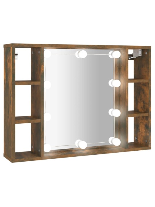 Zrcadlová skříňka s LED kouřový dub 76 x 15 x 55 cm