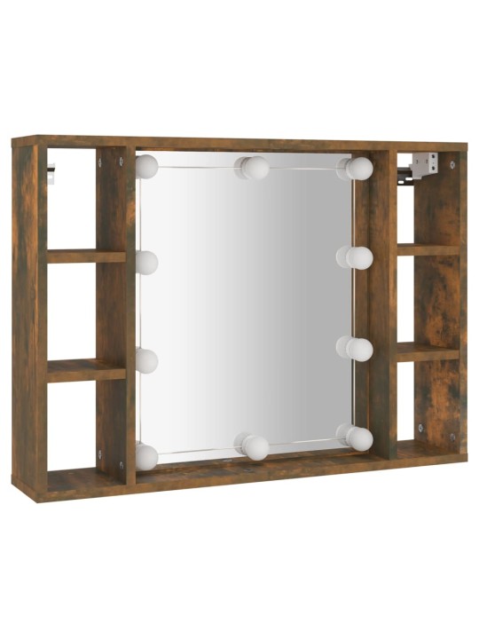 Zrcadlová skříňka s LED kouřový dub 76 x 15 x 55 cm