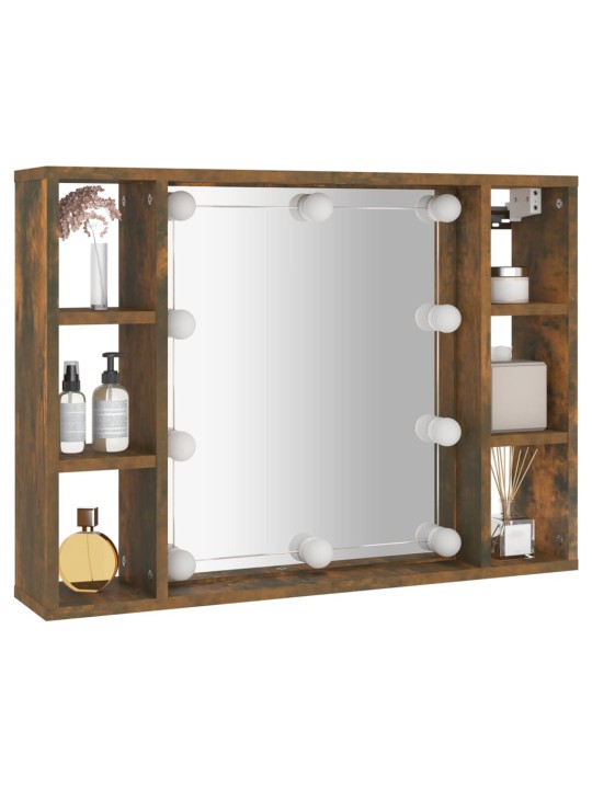 Zrcadlová skříňka s LED kouřový dub 76 x 15 x 55 cm