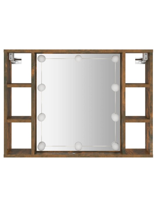 Zrcadlová skříňka s LED kouřový dub 76 x 15 x 55 cm