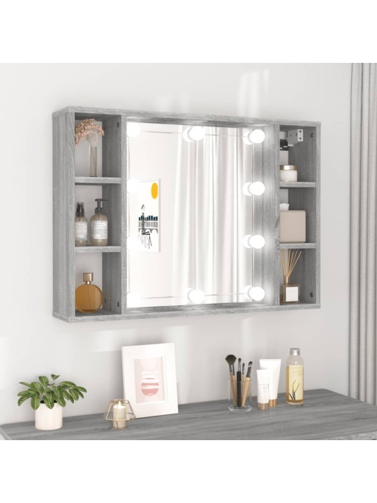 Zrcadlová skříňka s LED šedá sonoma 76 x 15 x 55 cm