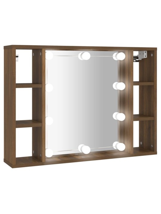 Zrcadlová skříňka s LED hnědý dub 76 x 15 x 55 cm