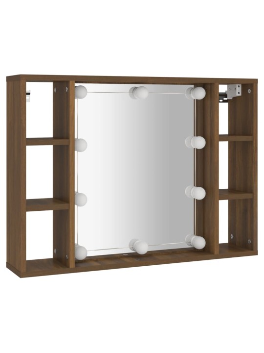Zrcadlová skříňka s LED hnědý dub 76 x 15 x 55 cm