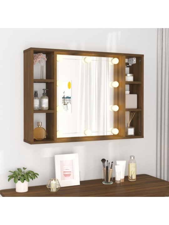 Zrcadlová skříňka s LED hnědý dub 76 x 15 x 55 cm