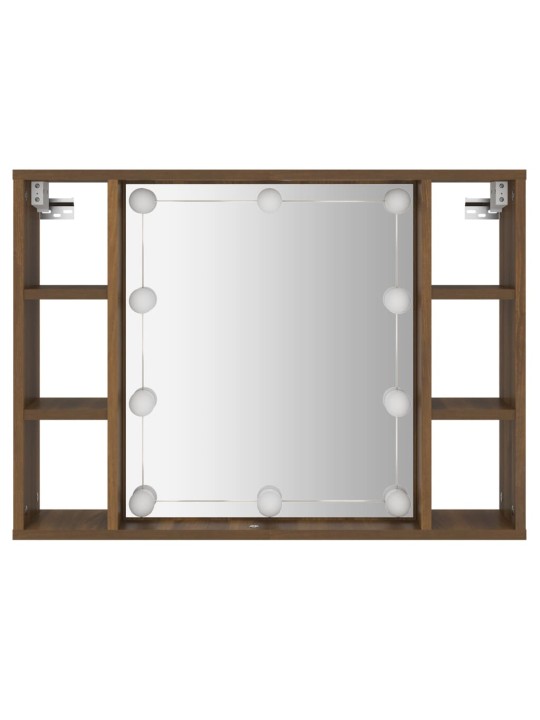 Zrcadlová skříňka s LED hnědý dub 76 x 15 x 55 cm
