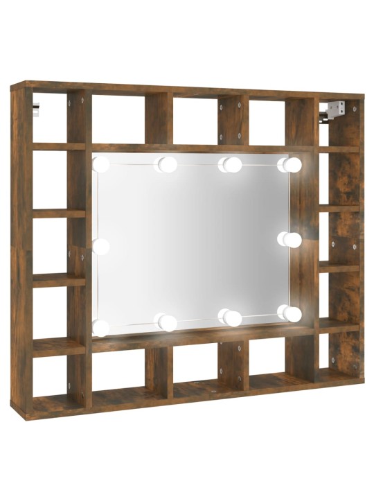Zrcadlová skříňka s LED kouřový dub 91 x 15 x 76,5 cm