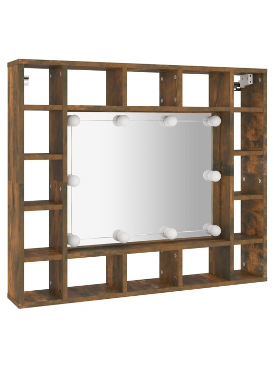 Zrcadlová skříňka s LED kouřový dub 91 x 15 x 76,5 cm