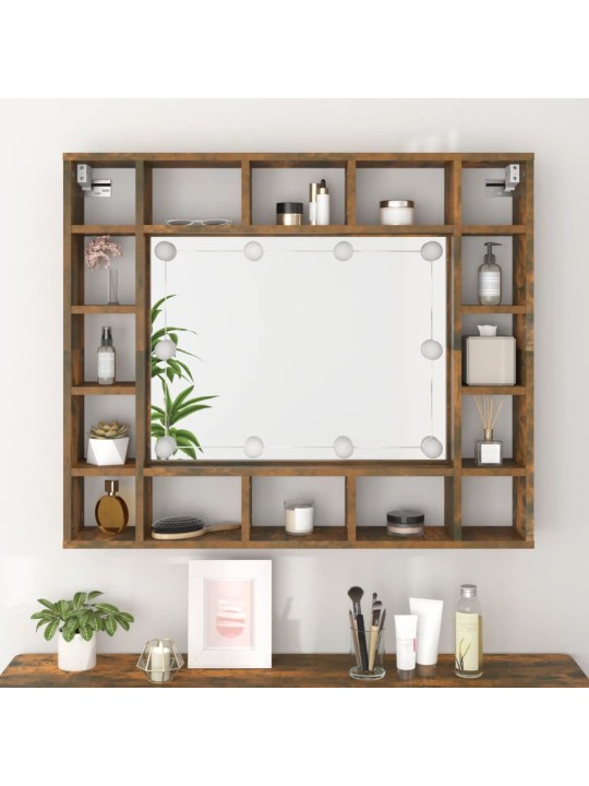 Zrcadlová skříňka s LED kouřový dub 91 x 15 x 76,5 cm