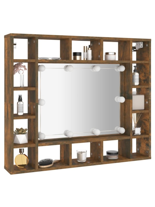 Zrcadlová skříňka s LED kouřový dub 91 x 15 x 76,5 cm