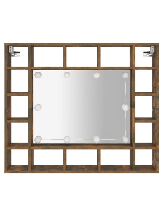 Zrcadlová skříňka s LED kouřový dub 91 x 15 x 76,5 cm
