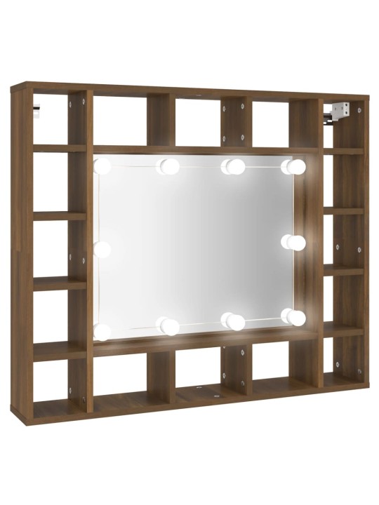 Zrcadlová skříňka s LED hnědý dub 91 x 15 x 76,5 cm
