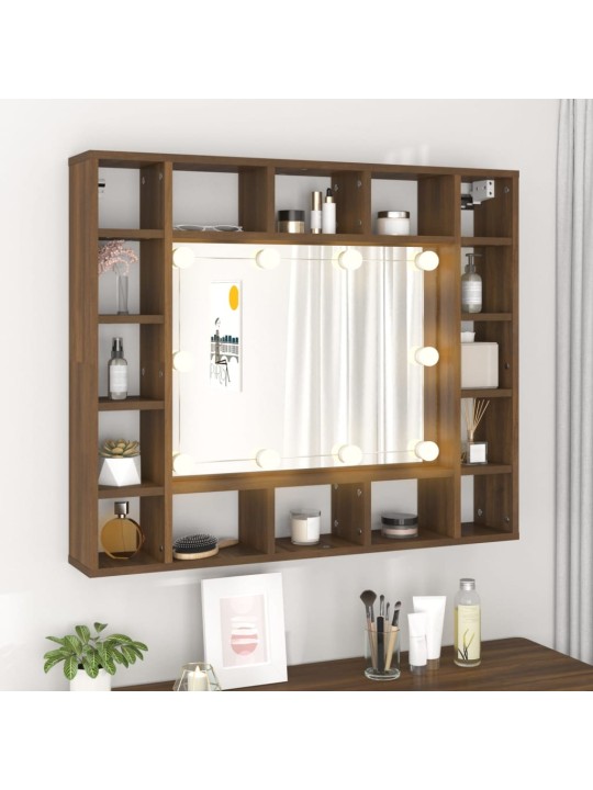 Zrcadlová skříňka s LED hnědý dub 91 x 15 x 76,5 cm