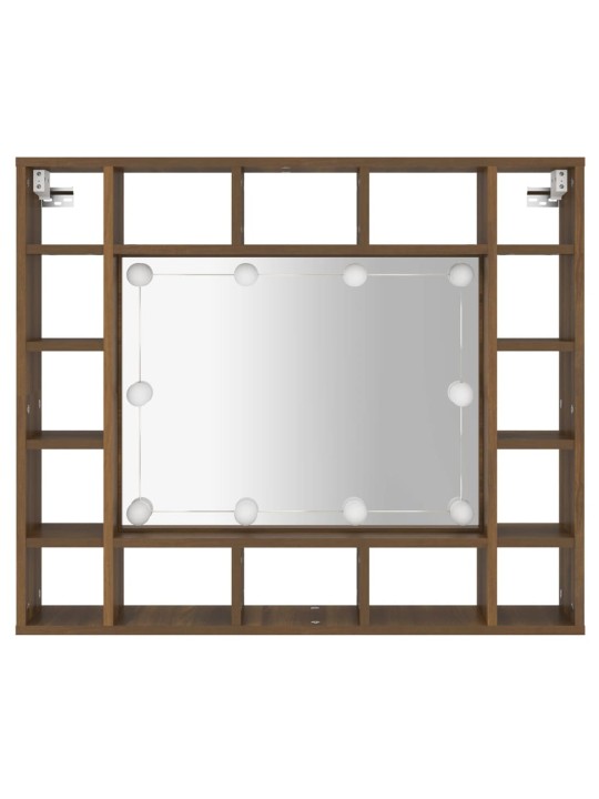 Zrcadlová skříňka s LED hnědý dub 91 x 15 x 76,5 cm