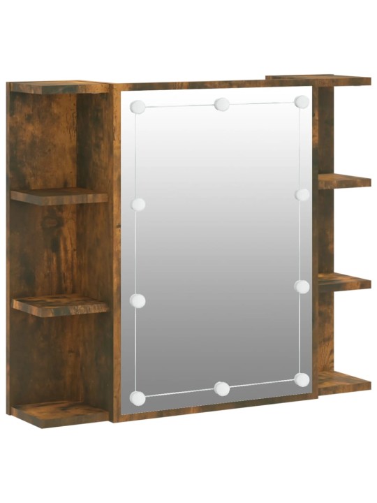 Zrcadlová skříňka s LED kouřový dub 70 x 16,5 x 60 cm
