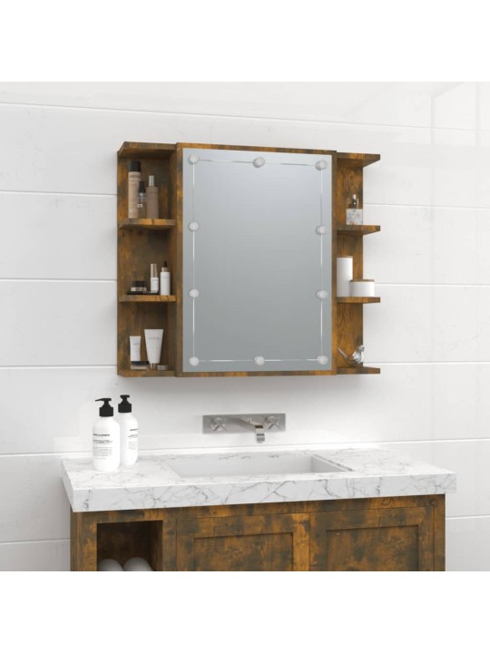Zrcadlová skříňka s LED kouřový dub 70 x 16,5 x 60 cm