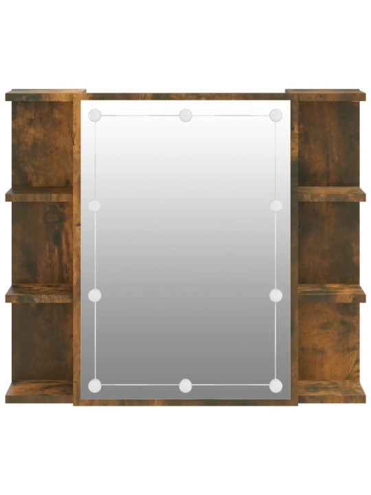 Zrcadlová skříňka s LED kouřový dub 70 x 16,5 x 60 cm