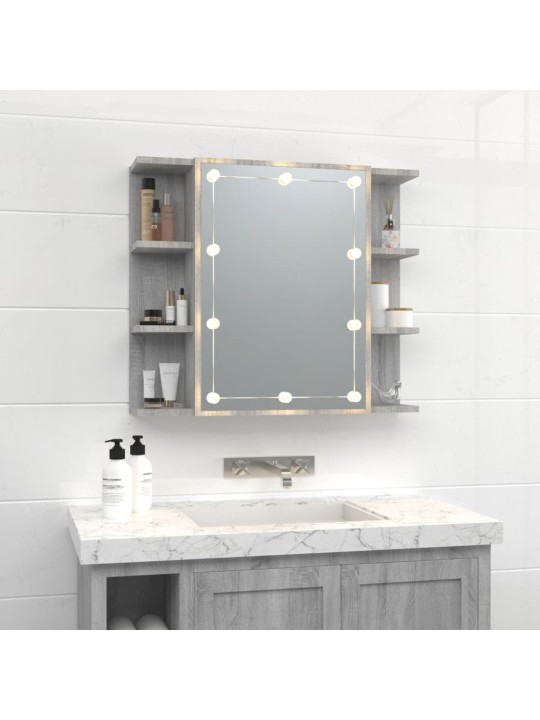 Zrcadlová skříňka s LED šedá sonoma 70 x 16,5 x 60 cm