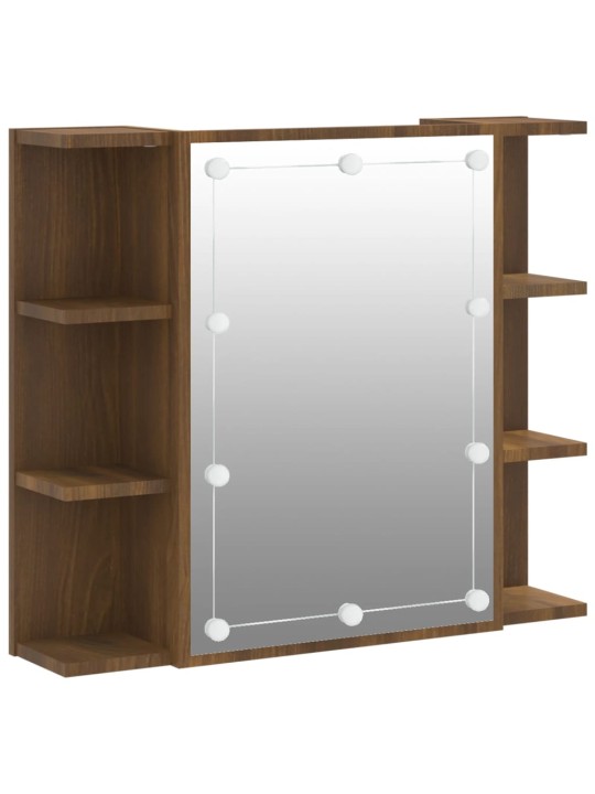 Zrcadlová skříňka s LED hnědý dub 70 x 16,5 x 60 cm