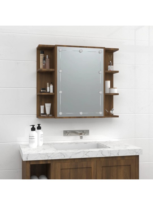 Zrcadlová skříňka s LED hnědý dub 70 x 16,5 x 60 cm