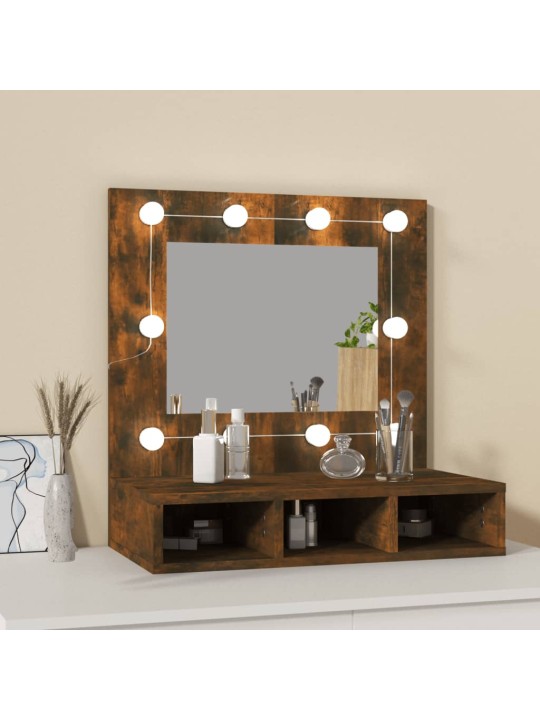 Zrcadlová skříňka s LED kouřový dub 60 x 31,5 x 62 cm