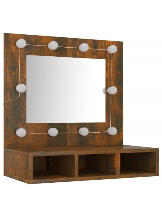 Zrcadlová skříňka s LED kouřový dub 60 x 31,5 x 62 cm